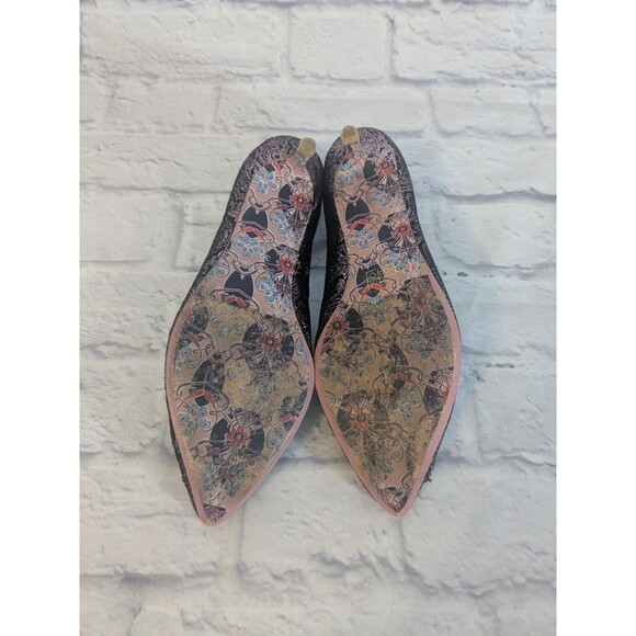 Irregular Choice Purple & Black  velvet Shimmer Print Pointed Heels Women 39.5 - Picture 8 of 12
